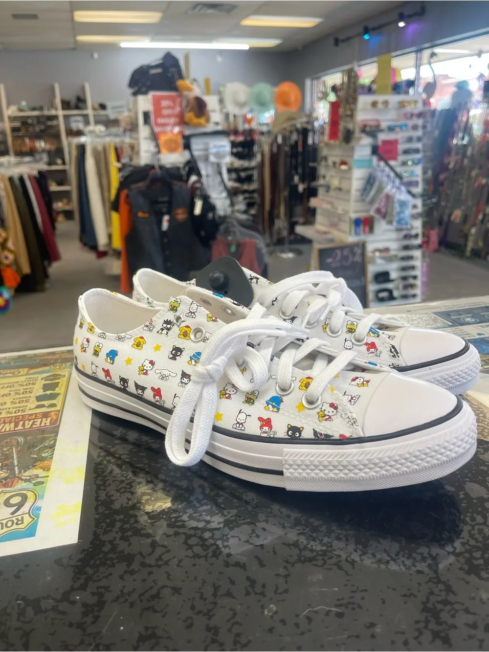 Converse White Low-Top Sneakers with Multicolor Character Print - Picture 1 of 6